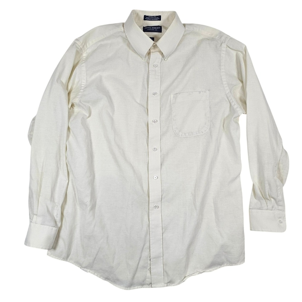 Royal Knight Mens Oxford‎ Shirt 17 34/35 Off  Wrinkle Free Button Down Long Slv